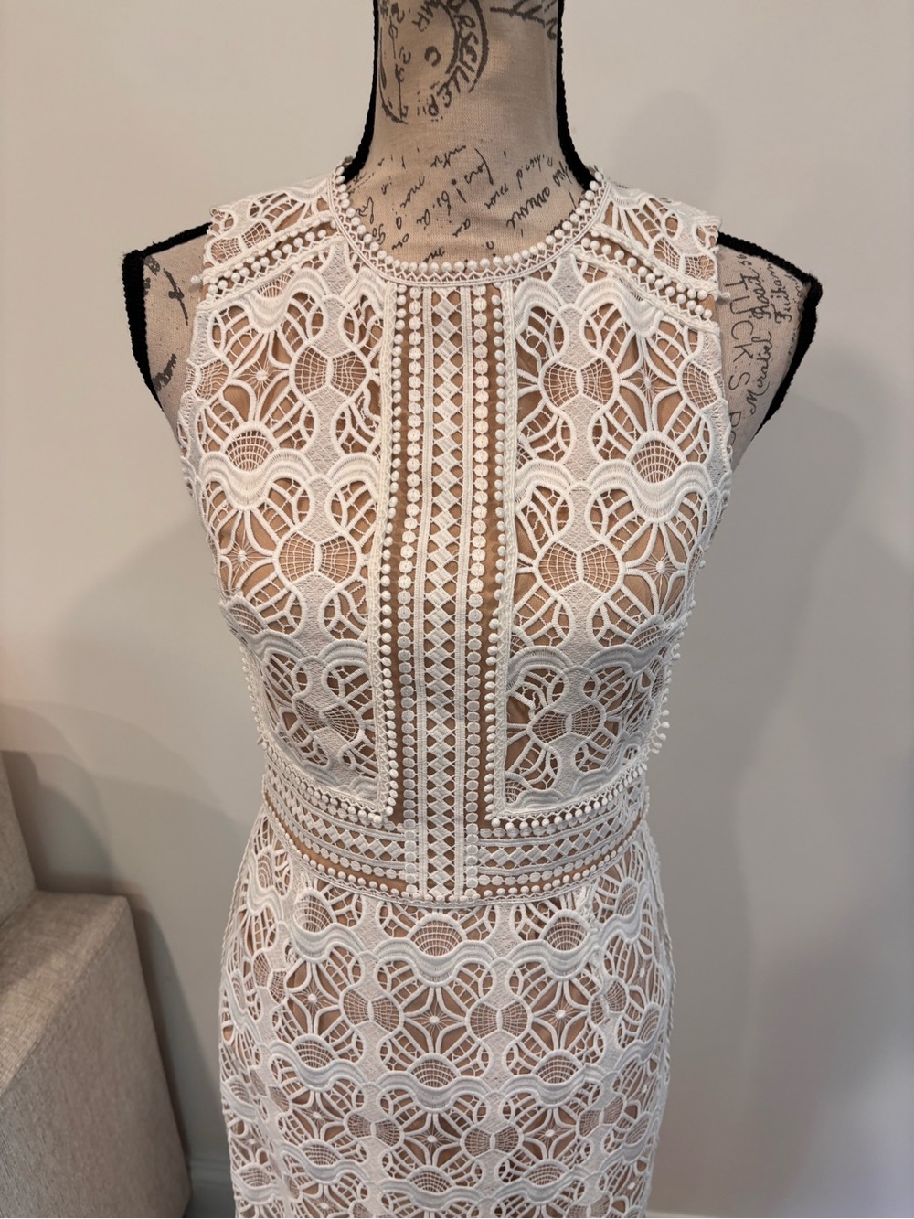 Reiss Coral Lace Slim Fit Midi Dress in white size US 4 NWT - Picture 8 of 14